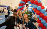 Attendees and Carnival reps at the showcase. From left, Renee Beckford, a Cruise Planners advisor, and Carnival BDMs Sydney Tukel and Bentlie Logan.