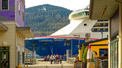 The Carnival Spirit docked in Juneau.