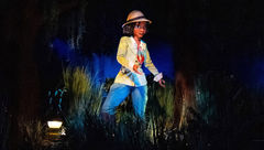 An audio-animatronic figure of Princess Tiana as seen on Tiana's Bayou Adventure.