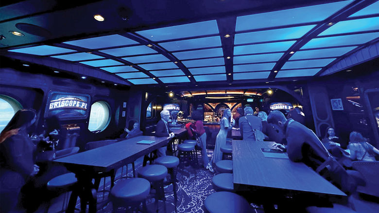 Guests will feel like they're in a submarine in the Periscope Pub.