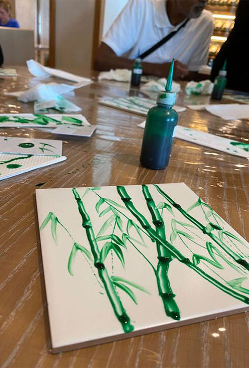 For a sea day activity, the Viking Yi Dun offered a tile painting workshop.