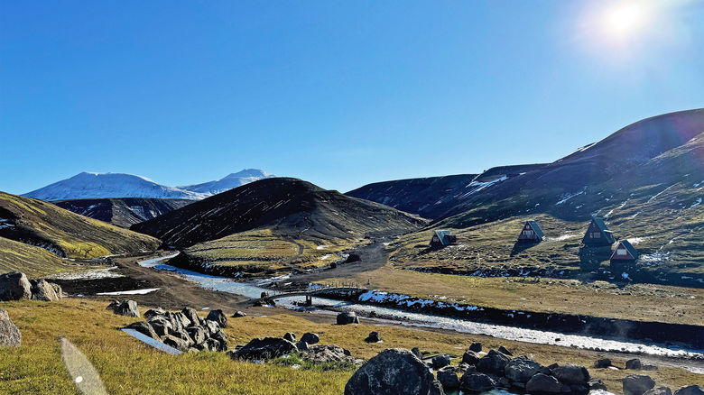 The view from Highland Base on a bright, sunny day.