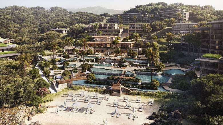 An aerial view of the Waldorf Astoria Costa Rica Punta Cacique, which is accepting reservations for stays starting on March 13.