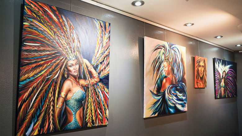 Carnival-inspired artwork can be found on the walls of We Culture, an 8,000-square-foot Carnival museum in Maho Bay, St. Maarten.