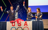 Joe Leon of Silversea, Vicki Freed of Royal Caribbean and Katina Athanasiou of Celebrity go for the gold.