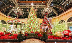 A 45-foot tree with a Swarovski star is among the highlights of the holiday display in Bellagio’s Conservatory & Botanical Gardens.