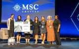 MSC Cruises' Erin Douglas, second from left, presented a certificate for a three- or four-night cruise during the line's breakfast on Day 2.