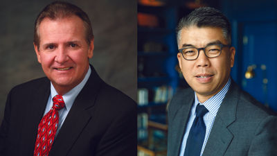 Jack Richards (left) will retire on Jan. 31. David Hu will succeed him as Pleasant Holidays CEO.