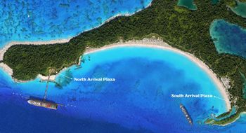 A map showing the north and south plazas at the expanded and renamed Relaxaway, Half Moon Cay.