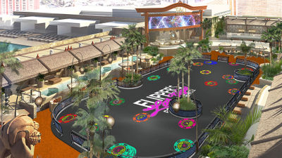 A rendering of Flipper's Roller Boogie Palace at the Venetian Las Vegas, which will be open to skaters of all ages through early 2025.