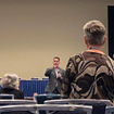 Scenic Group USA's Ken Muskat speaks to travel advisor Joanne Parker about the advantages of getting out of her comfort zone during the CruiseWorld Think Tank session Wednesday.