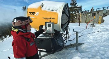 Kolina Coe, director of mountain operations at Keystone Resort, explains the workings of one of the mountain's 672 snowmaking guns.