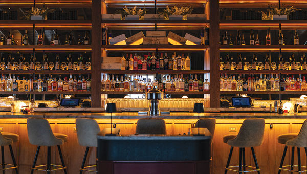 The bar at Windham Mountain Club's Cin Cin restaurant, usually members-only but available to the public as part of some lodging packages.