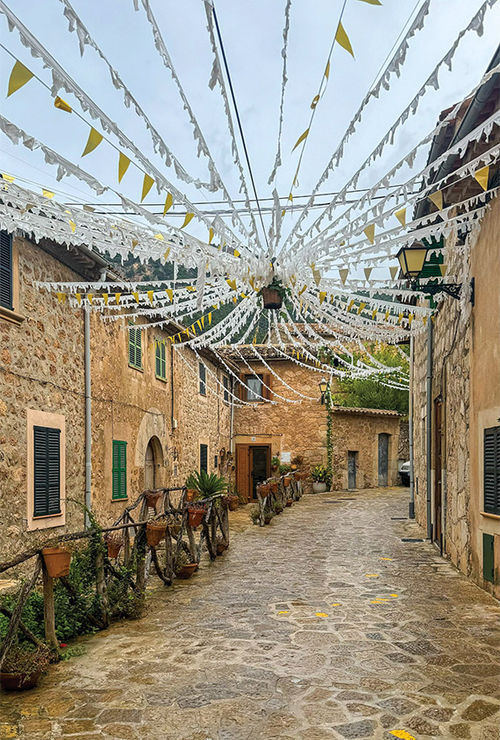 Valldemossa's cobblestone streets and stone houses.